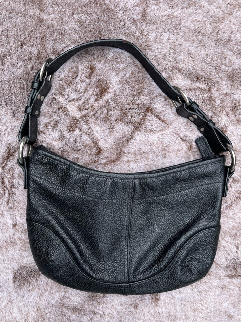 Y2K Danier Black Real Leather Crescent Shoulder Bag
